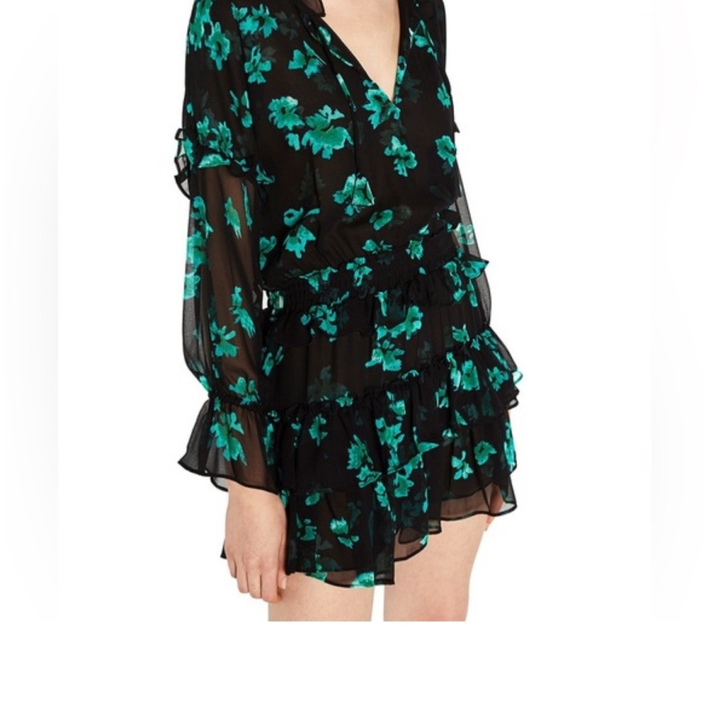 Misa Los Angeles Black and Green Dress